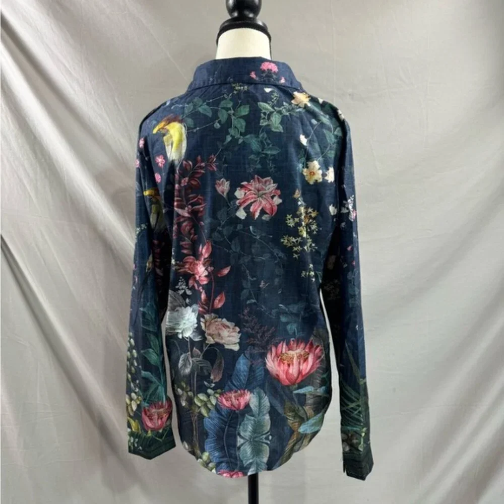 Boho Floral Print Blouse Blue - Picture 9 of 9